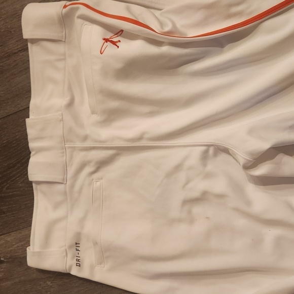 Nike Men's Baseball  White Pants with Orange Trim - Picture 3 of 6